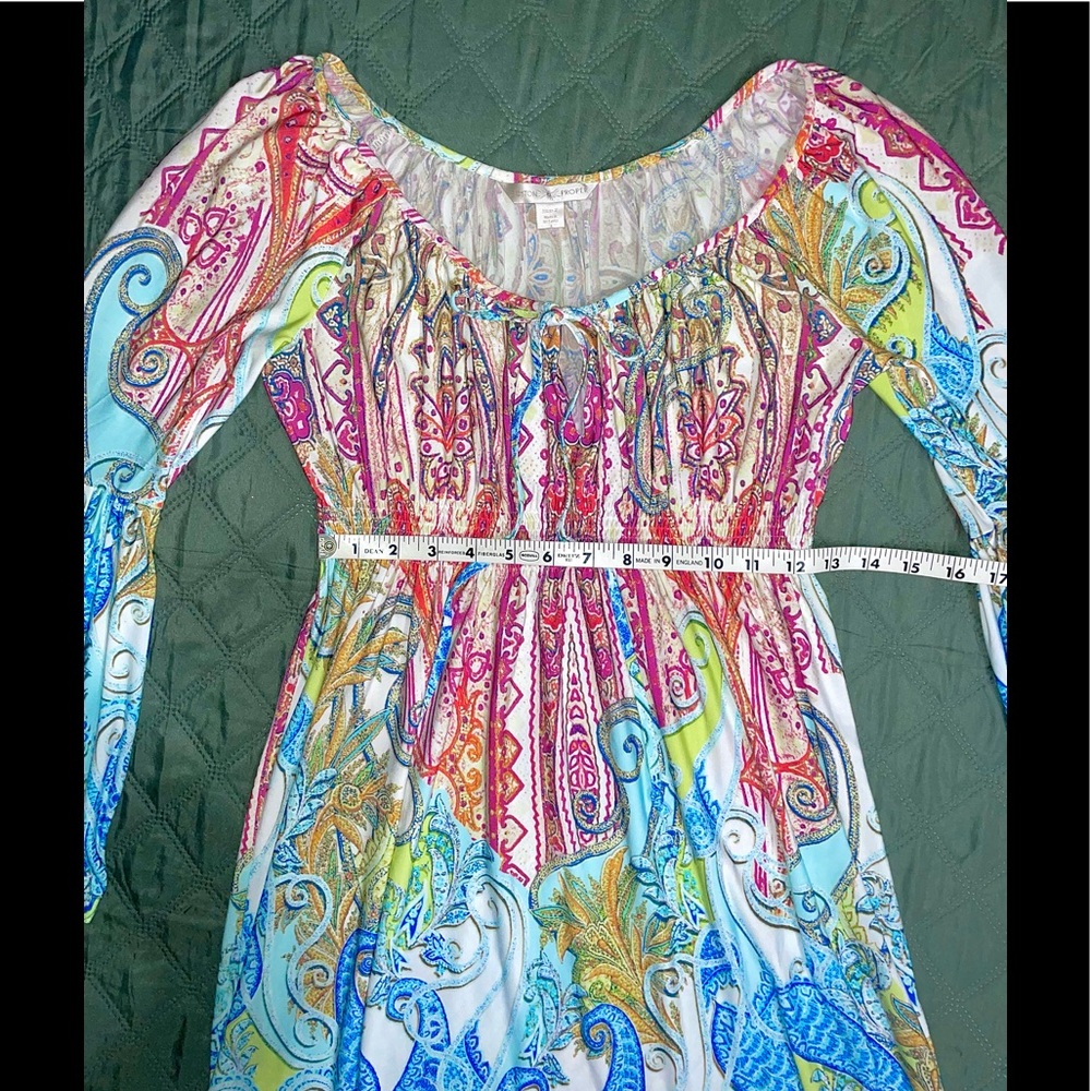 BOSTON PROPER Rainbow Paisley Bell-Sleeve Dress, size 2, LIKE NEW - Picture 8 of 9